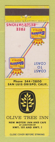 Matchbook Cover - Best Western Olive Tree Inn San Luis Obispo CA