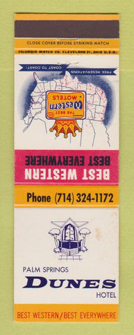 Matchbook Cover - Best Western Dunes Hotel Palm Springs CA