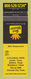 Matchbook Cover - Best Western Colonial Austin Abilene Monahans TX Colorado City