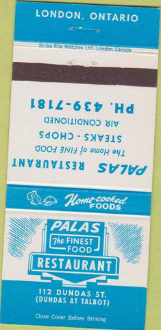 Matchbook Cover - Palas Restaurant London ON 30 Strike