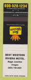 Matchbook Cover - Best Western Riviera Motel Biggs Junction OR