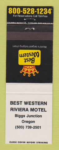 Matchbook Cover - Best Western Riviera Motel Biggs Junction OR
