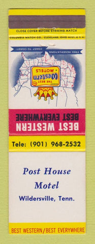 Matchbook Cover - Best Western Post House Motel Wildersville TN