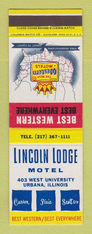 Matchbook Cover - Best Western Lincoln Lodge Motel Urbana IL Carson Pirie Scott