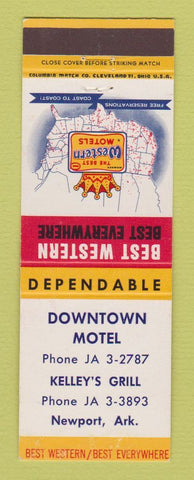 Matchbook Cover - Best Western Downtown Motel Newport AR