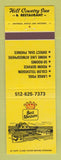Matchbook Cover - Best Western Hill Country Inn Restaurant
