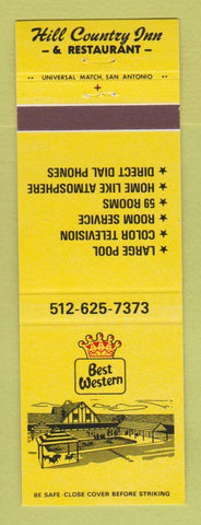 Matchbook Cover - Best Western Hill Country Inn Restaurant