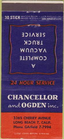Matchbook Cover - Chancellor  and  Ogden Truck Repair Long Beach CA 30 Strike