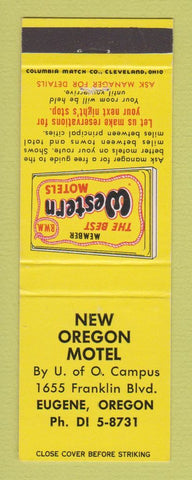 Matchbook Cover - Best Western New Oregon Motel Eugene OR