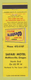 Matchbook Cover - Best Western Safari Motel McMinnville OR WEAR