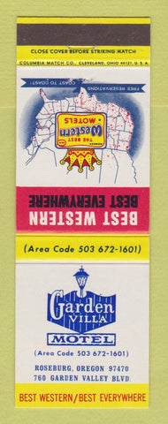 Matchbook Cover - Best Western Garden Villa Motel Roseburg OR