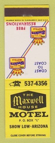 Matchbook Cover - Best Western Maxwell House Motel Show Low AZ