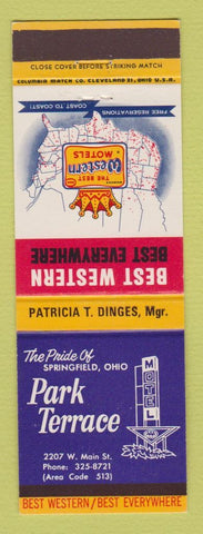 Matchbook Cover - Best Western Park Terrace Springfield OH