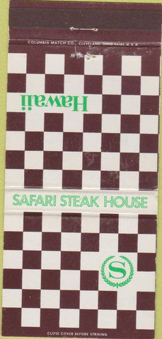 Matchbook Cover - Safari Steak House Sheraton Honolulu HI 30 Strike