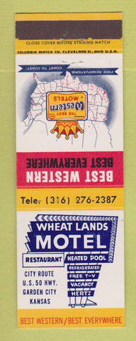 Matchbook Cover - Best Western Wheat Lands Motel Garden City KS