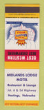 Matchbook Cover - Best Western Midlands Lodge Motel Hastings NE