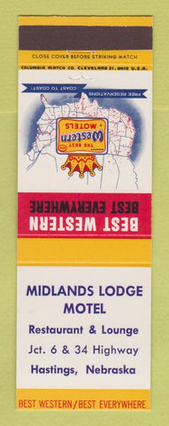 Matchbook Cover - Best Western Midlands Lodge Motel Hastings NE