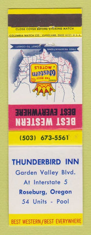 Matchbook Cover - Best Western Thunderbird Inn Roseburg OR