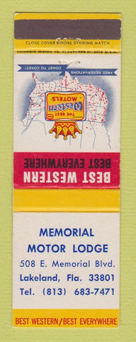 Matchbook Cover - Best Western Memorial Motor Lodge Lakeland FL