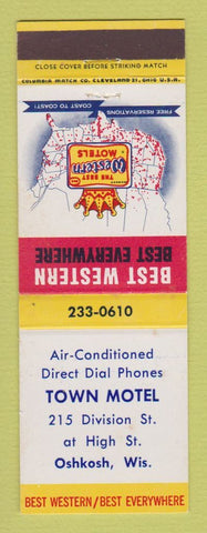 Matchbook Cover - Best Western Town Motel Oshkosh WI