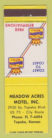 Matchbook Cover - Best Western Meadow Acres Motel Topeka KS