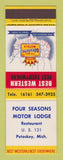Matchbook Cover - Best Western Four Seasons Motor Lodge Petoskey MI