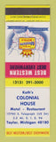 Matchbook Cover - Best Western Koth's Colonial House Taylor MI