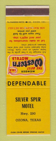 Matchbook Cover - Best Western Silver Spur Motel Ozona TX