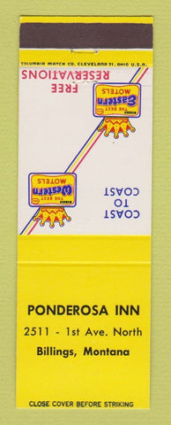 Matchbook Cover - Best Western Ponderosa Inn Billings MT