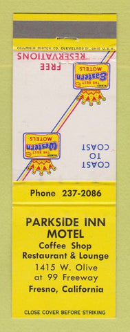 Matchbook Cover - Best Western Parkside Inn Motel Freson CA