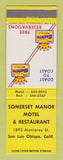 Matchbook Cover - Best Western Somerset Manor Motel San Luis Obispo CA