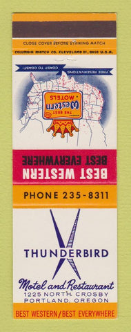 Matchbook Cover - Best Western Thunderbird Motel Restaurant Portland OR
