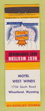 Matchbook Cover - Best Western Motel West Winds Wheatland WY