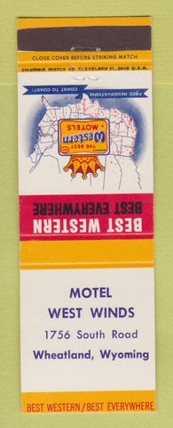 Matchbook Cover - Best Western Motel West Winds Wheatland WY