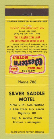 Matchbook Cover - Best Western Silver Saddle Motel King City CA