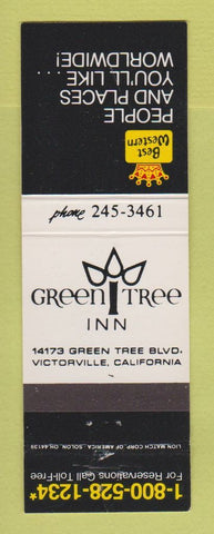 Matchbook Cover - Best Western Green Tree Inn Victorville CA