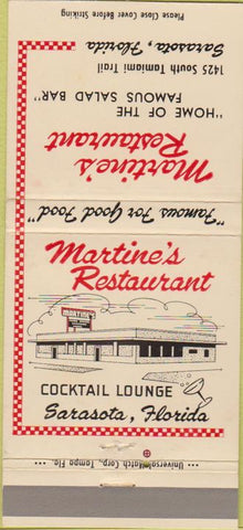 Matchbook Cover - Martine's Restaurant Sarasota FL 30 Strike