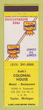 Matchbook Cover - Best Western Koth's Colonial House Taylor MI