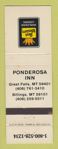 Matchbook Cover - Best Western Ponderosa Inn Billings MT Great Falls WEAR