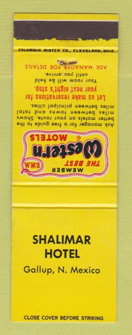 Matchbook Cover - Best Western Shalimar Hotel Gallup NM