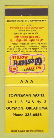 Matchbook Cover - Best Western Townsman Motel Guymon OK