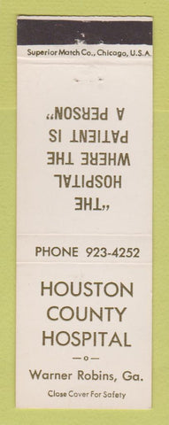 Matchbook Cover - Houston County HOSpital Warner Robins GA