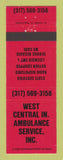 Matchbook Cover - West Central Ambulance Service