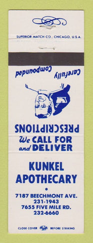 Matchbook Cover - Kunkel Apothecary Cincinnati OH