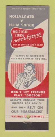 Matchbook Cover - Walgreens Drug Store DD Bean Playing Doctor