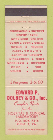 Matchbook Cover - Edward Dolbey Hospital Lab Philadelphia PA WEAR