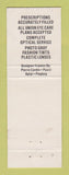 Matchbook Cover - Dearborn Optical Centers MI Harvey Firestone
