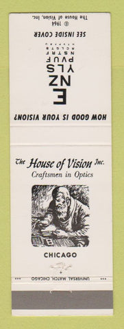 Matchbook Cover - House of Vision Optical Chicago IL