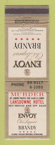Matchbook Cover - Envoy Brandy South Africa WEAR