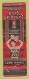 Matchbook Cover - Canadian Club Whisky Whiskey Peoria IL UNIVERSAL LONG WORN